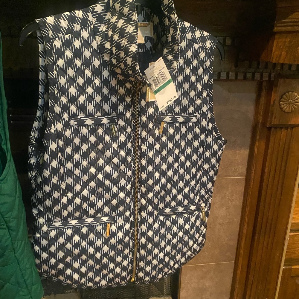 Michael Kors Black and White Patterned Vest